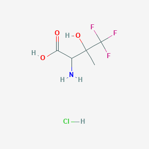 molecular formula C5H9ClF3NO3 B2950554 2-Amino-4,4,4-trifluoro-3-hydroxy-3-methylbutanoic acid hydrochloride CAS No. 2044712-78-7