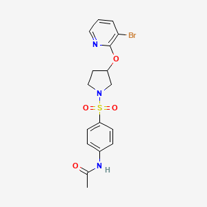 molecular formula C17H18BrN3O4S B2950563 N-(4-((3-((3-bromopyridin-2-yl)oxy)pyrrolidin-1-yl)sulfonyl)phenyl)acetamide CAS No. 1904097-50-2