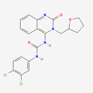 molecular formula C20H18Cl2N4O3 B2950567 (E)-1-(3,4-dichlorophenyl)-3-(2-oxo-3-((tetrahydrofuran-2-yl)methyl)-2,3-dihydroquinazolin-4(1H)-ylidene)urea CAS No. 941946-28-7