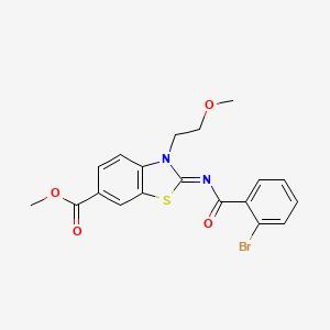 molecular formula C19H17BrN2O4S B2950570 (Z)-methyl 2-((2-bromobenzoyl)imino)-3-(2-methoxyethyl)-2,3-dihydrobenzo[d]thiazole-6-carboxylate CAS No. 864975-21-3