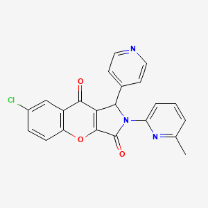 molecular formula C22H14ClN3O3 B2950571 7-Chloro-2-(6-methylpyridin-2-yl)-1-(pyridin-4-yl)-1,2-dihydrochromeno[2,3-c]pyrrole-3,9-dione CAS No. 902018-27-3