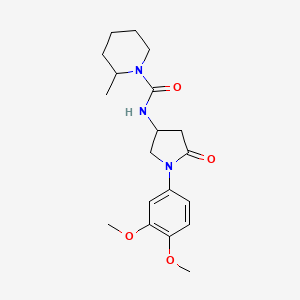 molecular formula C19H27N3O4 B2950572 N-(1-(3,4-dimethoxyphenyl)-5-oxopyrrolidin-3-yl)-2-methylpiperidine-1-carboxamide CAS No. 894044-00-9