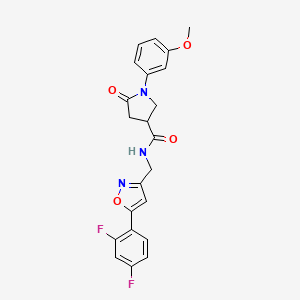 molecular formula C22H19F2N3O4 B2950584 N-((5-(2,4-difluorophenyl)isoxazol-3-yl)methyl)-1-(3-methoxyphenyl)-5-oxopyrrolidine-3-carboxamide CAS No. 1021217-09-3