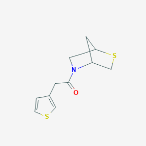 molecular formula C11H13NOS2 B2950590 1-(2-Thia-5-azabicyclo[2.2.1]heptan-5-yl)-2-(thiophen-3-yl)ethanone CAS No. 2034284-93-8