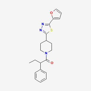 molecular formula C21H23N3O2S B2950591 1-(4-(5-(Furan-2-yl)-1,3,4-thiadiazol-2-yl)piperidin-1-yl)-2-phenylbutan-1-one CAS No. 1172574-66-1