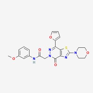 molecular formula C22H21N5O5S B2950592 2-(7-(furan-2-yl)-2-morpholino-4-oxothiazolo[4,5-d]pyridazin-5(4H)-yl)-N-(3-methoxyphenyl)acetamide CAS No. 1021045-45-3
