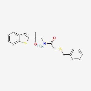 molecular formula C20H21NO2S2 B2950594 N-(2-(benzo[b]thiophen-2-yl)-2-hydroxypropyl)-2-(benzylthio)acetamide CAS No. 2034313-72-7