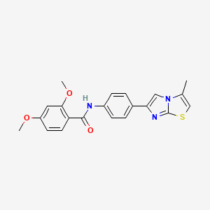 molecular formula C21H19N3O3S B2950606 2,4-dimethoxy-N-(4-(3-methylimidazo[2,1-b]thiazol-6-yl)phenyl)benzamide CAS No. 893987-77-4