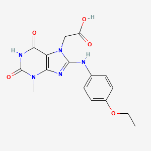 molecular formula C16H17N5O5 B2950612 2-(8-((4-ethoxyphenyl)amino)-3-methyl-2,6-dioxo-2,3-dihydro-1H-purin-7(6H)-yl)acetic acid CAS No. 1021066-67-0