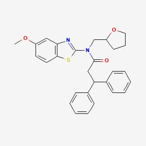 N-(5-methoxybenzo[d]thiazol-2-yl)-3,3-diphenyl-N-((tetrahydrofuran-2-yl)methyl)propanamide