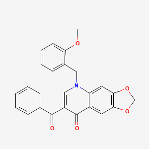 molecular formula C25H19NO5 B2950620 7-benzoyl-5-[(2-methoxyphenyl)methyl]-2H,5H,8H-[1,3]dioxolo[4,5-g]quinolin-8-one CAS No. 866588-32-1