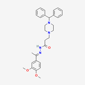 (E)-3-(4-benzhydrylpiperazin-1-yl)-N'-(1-(3,4-dimethoxyphenyl)ethylidene)propanehydrazide