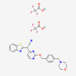 2-(1,3-Benzothiazol-2-yl)-2-[2-[[4-(morpholin-4-ylmethyl)phenyl]methoxy]pyrimidin-4-yl]acetonitrile;2,2,2-trifluoroacetic acid