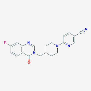 6-[4-[(7-Fluoro-4-oxoquinazolin-3-yl)methyl]piperidin-1-yl]pyridine-3-carbonitrile