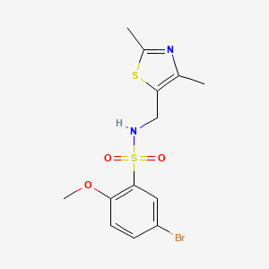 molecular formula C13H15BrN2O3S2 B2950633 5-bromo-N-((2,4-dimethylthiazol-5-yl)methyl)-2-methoxybenzenesulfonamide CAS No. 1396860-41-5