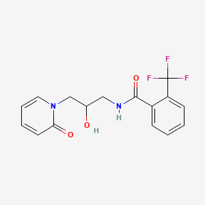 molecular formula C16H15F3N2O3 B2950640 N-[2-hydroxy-3-(2-oxo-1,2-dihydropyridin-1-yl)propyl]-2-(trifluoromethyl)benzamide CAS No. 1705094-63-8