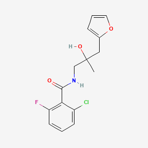 molecular formula C15H15ClFNO3 B2950659 2-chloro-6-fluoro-N-(3-(furan-2-yl)-2-hydroxy-2-methylpropyl)benzamide CAS No. 1788530-57-3