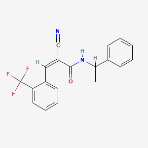 molecular formula C19H15F3N2O B2950661 (Z)-2-Cyano-N-(1-phenylethyl)-3-[2-(trifluoromethyl)phenyl]prop-2-enamide CAS No. 478017-64-0