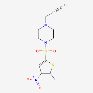 molecular formula C12H15N3O4S2 B2950663 1-[(5-Methyl-4-nitrothiophen-2-yl)sulfonyl]-4-(prop-2-yn-1-yl)piperazine CAS No. 1797917-99-7