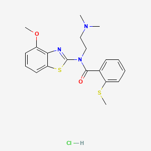 molecular formula C20H24ClN3O2S2 B2950668 N-(2-(dimethylamino)ethyl)-N-(4-methoxybenzo[d]thiazol-2-yl)-2-(methylthio)benzamide hydrochloride CAS No. 1216603-58-5