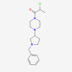 molecular formula C18H26ClN3O B2950669 1-[4-(1-Benzylpyrrolidin-3-yl)piperazin-1-yl]-2-chloropropan-1-one CAS No. 2411314-81-1
