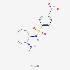molecular formula C13H20ClN3O4S B2950681 N-[(1R,2R)-2-aminocycloheptyl]-4-nitrobenzene-1-sulfonamide hydrochloride CAS No. 1808343-58-9