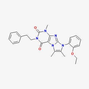 molecular formula C26H27N5O3 B2950685 8-(2-ethoxyphenyl)-1,6,7-trimethyl-3-phenethyl-1H-imidazo[2,1-f]purine-2,4(3H,8H)-dione CAS No. 904372-52-7