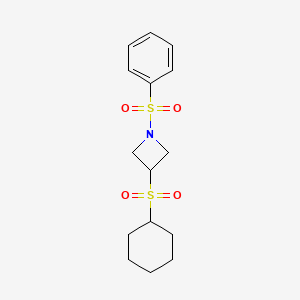 molecular formula C15H21NO4S2 B2950692 3-(Cyclohexylsulfonyl)-1-(phenylsulfonyl)azetidine CAS No. 1448047-22-0