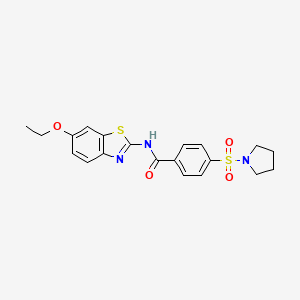 molecular formula C20H21N3O4S2 B2950693 N-(6-ethoxybenzo[d]thiazol-2-yl)-4-(pyrrolidin-1-ylsulfonyl)benzamide CAS No. 313528-82-4