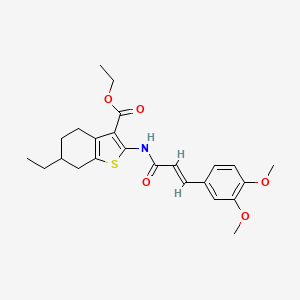 molecular formula C24H29NO5S B2950726 (E)-ethyl 2-(3-(3,4-dimethoxyphenyl)acrylamido)-6-ethyl-4,5,6,7-tetrahydrobenzo[b]thiophene-3-carboxylate CAS No. 574721-54-3