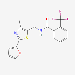 molecular formula C17H13F3N2O2S B2950727 N-((2-(furan-2-yl)-4-methylthiazol-5-yl)methyl)-2-(trifluoromethyl)benzamide CAS No. 1421468-39-4