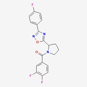 molecular formula C19H14F3N3O2 B2950739 5-[1-(3,4-Difluorobenzoyl)pyrrolidin-2-yl]-3-(4-fluorophenyl)-1,2,4-oxadiazole CAS No. 1795411-01-6