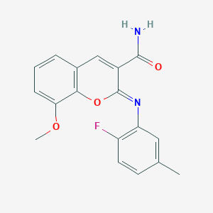 molecular formula C18H15FN2O3 B2950741 (2Z)-2-[(2-fluoro-5-methylphenyl)imino]-8-methoxy-2H-chromene-3-carboxamide CAS No. 1327169-85-6