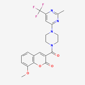 8-methoxy-3-(4-(2-methyl-6-(trifluoromethyl)pyrimidin-4-yl)piperazine-1-carbonyl)-2H-chromen-2-one