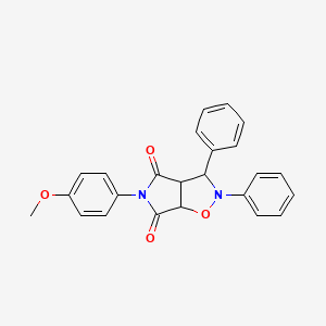 molecular formula C24H20N2O4 B2950751 5-(4-Methoxy-phenyl)-2,3-diphenyl-tetrahydro-pyrrolo[3,4-d]isoxazole-4,6-dione CAS No. 470469-26-2
