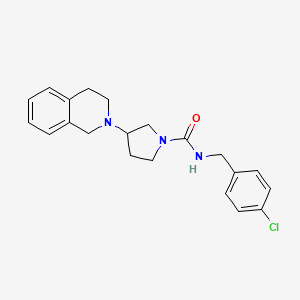 molecular formula C21H24ClN3O B2950762 N-(4-chlorobenzyl)-3-(3,4-dihydroisoquinolin-2(1H)-yl)pyrrolidine-1-carboxamide CAS No. 2034308-43-3
