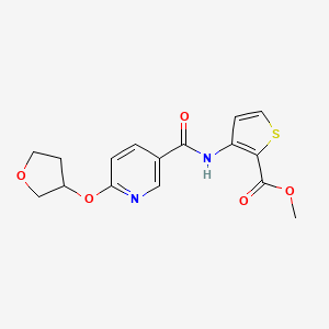 molecular formula C16H16N2O5S B2950764 Methyl 3-(6-((tetrahydrofuran-3-yl)oxy)nicotinamido)thiophene-2-carboxylate CAS No. 2034359-27-6