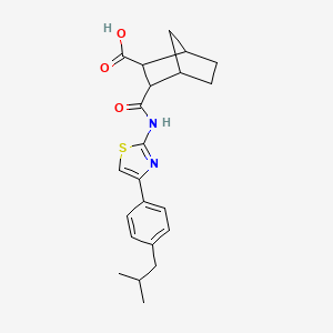 molecular formula C22H26N2O3S B2950767 3-({[4-(4-Isobutylphenyl)-1,3-thiazol-2-yl]amino}carbonyl)bicyclo[2.2.1]heptane-2-carboxylic acid CAS No. 361366-77-0