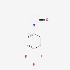 molecular formula C12H12F3NO B2950769 3,3-Dimethyl-1-[4-(trifluoromethyl)phenyl]-2-azetanone CAS No. 339015-91-7