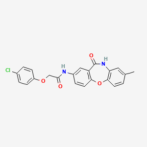 molecular formula C22H17ClN2O4 B2950772 2-(4-chlorophenoxy)-N-(8-methyl-11-oxo-10,11-dihydrodibenzo[b,f][1,4]oxazepin-2-yl)acetamide CAS No. 921891-30-7