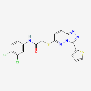 molecular formula C17H11Cl2N5OS2 B2950778 N-(3,4-dichlorophenyl)-2-((3-(thiophen-2-yl)-[1,2,4]triazolo[4,3-b]pyridazin-6-yl)thio)acetamide CAS No. 868966-55-6