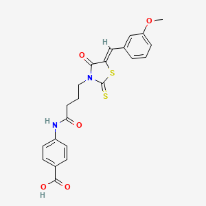 molecular formula C22H20N2O5S2 B2950794 (Z)-4-(4-(5-(3-methoxybenzylidene)-4-oxo-2-thioxothiazolidin-3-yl)butanamido)benzoic acid CAS No. 476666-47-4