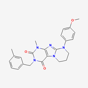 molecular formula C24H25N5O3 B2950804 9-(4-methoxyphenyl)-1-methyl-3-(3-methylbenzyl)-6,7,8,9-tetrahydropyrimido[2,1-f]purine-2,4(1H,3H)-dione CAS No. 842977-74-6