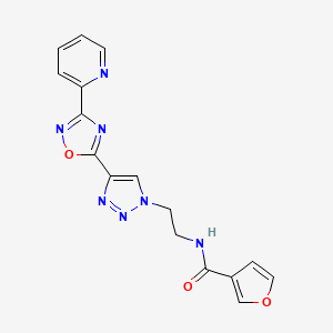 molecular formula C16H13N7O3 B2950827 N-(2-(4-(3-(pyridin-2-yl)-1,2,4-oxadiazol-5-yl)-1H-1,2,3-triazol-1-yl)ethyl)furan-3-carboxamide CAS No. 2034535-28-7