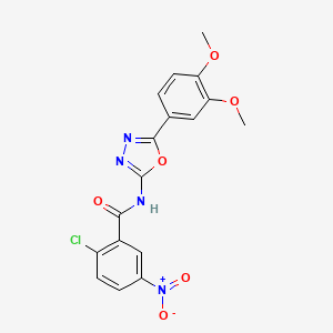 molecular formula C17H13ClN4O6 B2950831 2-chloro-N-[5-(3,4-dimethoxyphenyl)-1,3,4-oxadiazol-2-yl]-5-nitrobenzamide CAS No. 899982-62-8