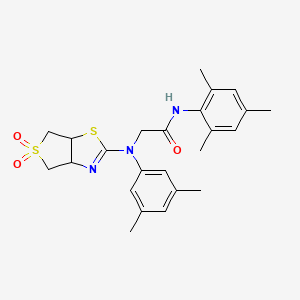 molecular formula C24H29N3O3S2 B2950851 2-((3,5-dimethylphenyl)(5,5-dioxido-3a,4,6,6a-tetrahydrothieno[3,4-d]thiazol-2-yl)amino)-N-mesitylacetamide CAS No. 866846-48-2