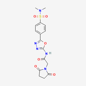 molecular formula C16H17N5O6S B2950852 N-(5-(4-(N,N-dimethylsulfamoyl)phenyl)-1,3,4-oxadiazol-2-yl)-2-(2,5-dioxopyrrolidin-1-yl)acetamide CAS No. 1171990-59-2