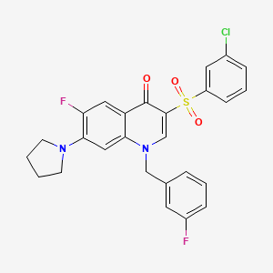 molecular formula C26H21ClF2N2O3S B2950857 3-[(3-chlorophenyl)sulfonyl]-6-fluoro-1-(3-fluorobenzyl)-7-pyrrolidin-1-ylquinolin-4(1H)-one CAS No. 892760-45-1