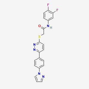 molecular formula C21H15F2N5OS B2950858 2-((6-(4-(1H-pyrazol-1-yl)phenyl)pyridazin-3-yl)thio)-N-(3,4-difluorophenyl)acetamide CAS No. 1006830-99-4