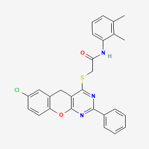 molecular formula C27H22ClN3O2S B2950859 2-({7-Chloro-2-phenyl-5H-chromeno[2,3-D]pyrimidin-4-YL}sulfanyl)-N-(2,3-dimethylphenyl)acetamide CAS No. 866340-69-4